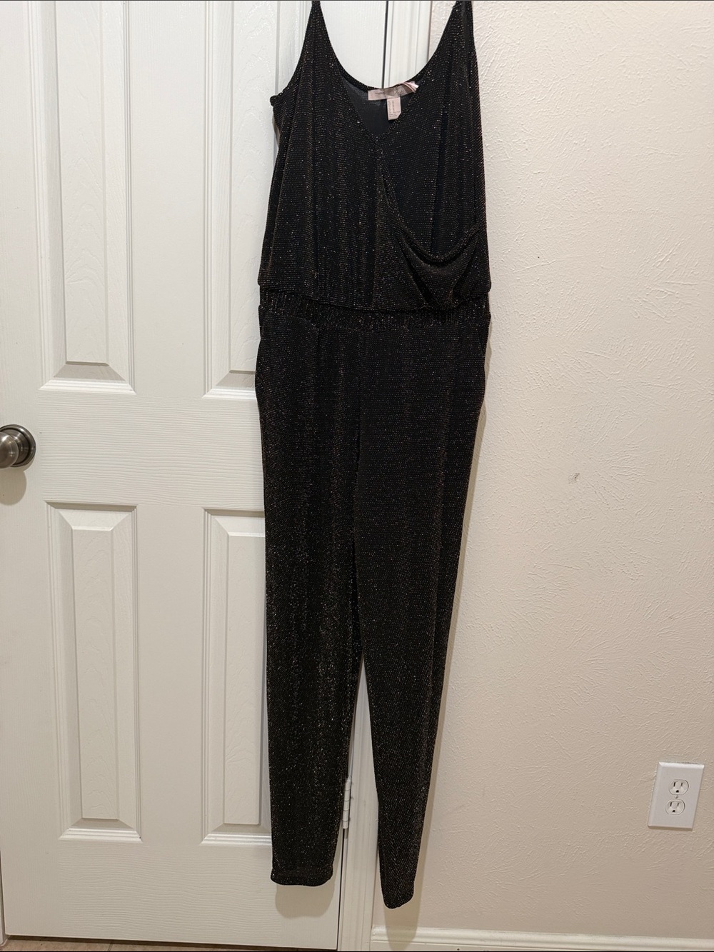 Forever 21 Black Sparkle Surplice Jumpsuit